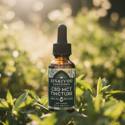 CBD MCT Tincture bottle with label real clear transparent background