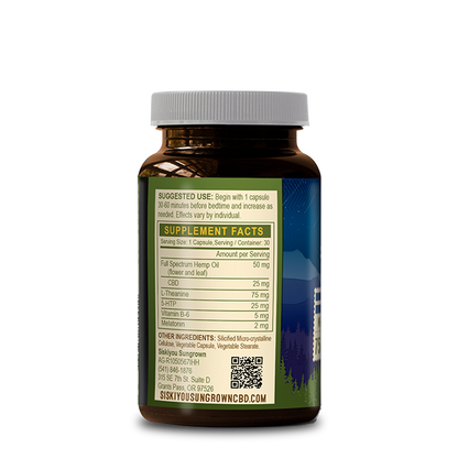 CBD Sleep Formula Capsules back label